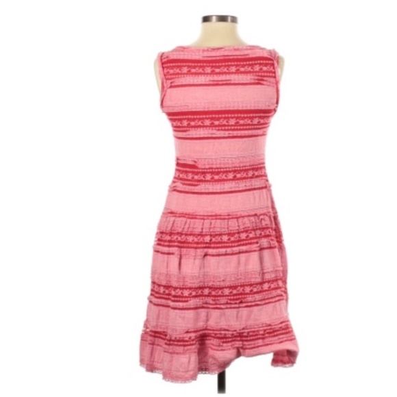 Max Studio Pink, Red & White Lace Overlay Sleeveless Tiered Dress, Small Small - Picture 3 of 6